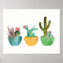 Aquarellkaktus und Sukkulent Print Poster