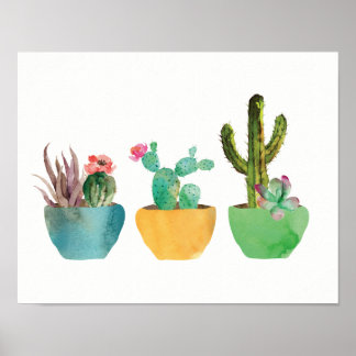 Aquarellkaktus und Sukkulent Print Poster