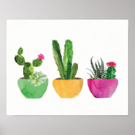 Aquarellkaktus und Sukkulent Print Poster