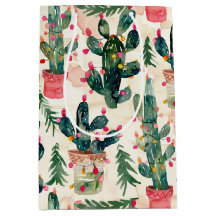 Aquarellkaktus Weihnachtslichter zum Geschenk