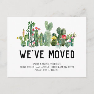 Aquarellkaktus Wir haben neue Zuhause Niedliche Be Ankündigungspostkarte