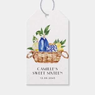 Aquarellkalk Lemon Mittelmeerkörbe Süß 16 Geschenkanhänger