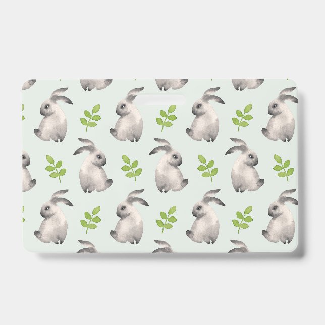 Aquarellkaninchen und Gras Ausweis (Vorderseite)