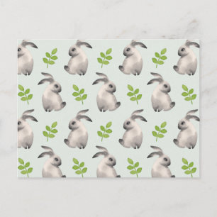 Aquarellkaninchen und Gras Postkarte
