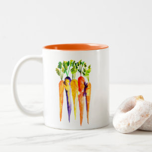 Aquarellkarotten niedliches Gemüse Zweifarbige Tasse