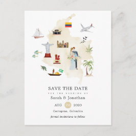 Aquarellkarte der Columbia-Hochzeit in Urlaubsort Ankündigungspostkarte