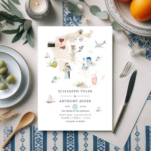 Aquarellkarte der griechischen Hochzeit in Urlaubs Einladung