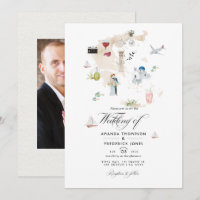 Aquarellkarte der griechischen Hochzeit in Urlaubs