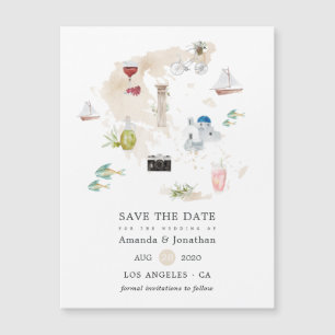 Aquarellkarte der griechischen Hochzeit in Urlaubs Magnetkarte