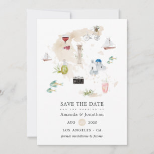 Aquarellkarte der griechischen Hochzeit in Urlaubs Save The Date