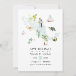 Aquarellkarte der mexikanischen Hochzeit in Urlaub Save The Date