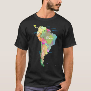 Aquarellkarte Südamerika Brasilien Argentinien T-Shirt
