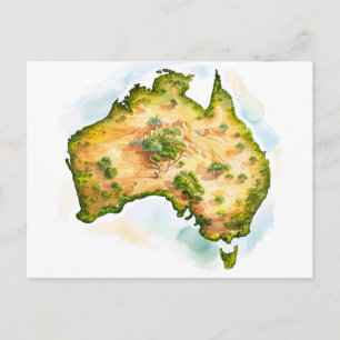 Aquarellkarte von Australien Postkarte