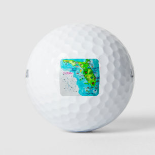 Aquarellkarte von Florida Golfball