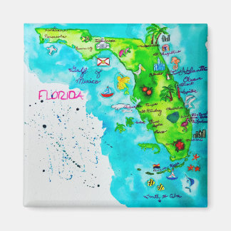 Aquarellkarte von Florida Magnet