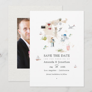 Aquarellkarte von Griechenland Zielort Hochzeitsfo Save The Date