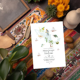 Aquarellkarte von Mexiko Hochzeit in Urlaubsort Fo Einladung