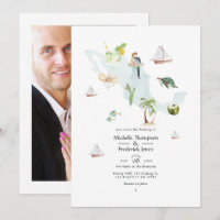 Aquarellkarte von Mexiko Hochzeit in Urlaubsort Fo