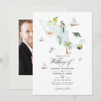 Aquarellkarte von Mexiko Hochzeit in Urlaubsort Fo