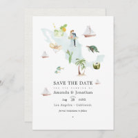 Aquarellkarte von Mexiko Hochzeit in Urlaubsort Fo