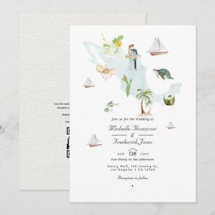Aquarellkarte von Mexiko QR-Code RSVP Hochzeit Einladung