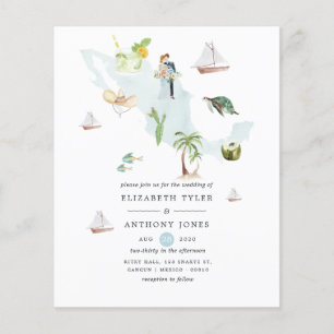 Aquarellkarte von Mexiko Zielort Hochzeit Flyer