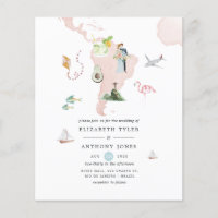 Aquarellkarte von Rio Hochzeit in Urlaubsort Einla