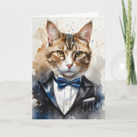 Aquarellkarton Tuxedo und Blauer Bow Krawatte Leer