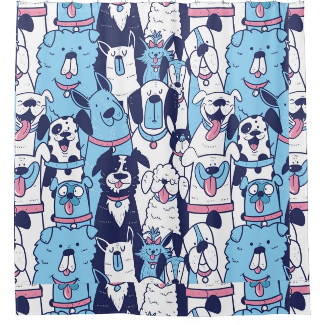 Aquarellkartoon Haustier Art Duschvorhang (Vorderseite)