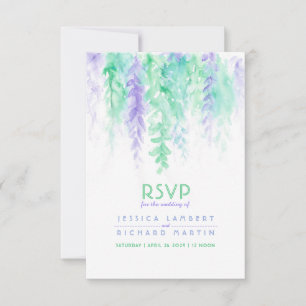 Aquarellkaskadierung Grün lila Hochzeit RSVP