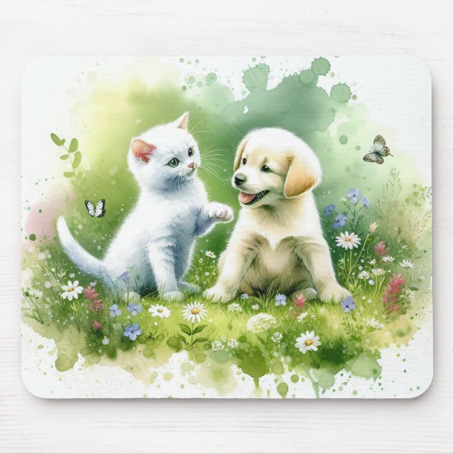 Aquarellkätzchen Mousepad (Vorne)