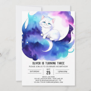 Aquarellkatze Chic Geburtstag Einladung