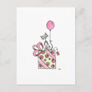 Aquarellkatze Geburtstag Gegenwart Postkarte