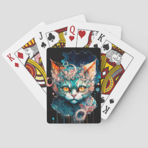 Aquarellkatze im Steampunkstil Spielkarten