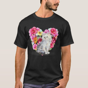 Aquarellkatze mit Schmetterling und Blume für Anim T-Shirt