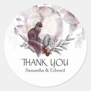 Aquarellkatze Nachtmond Blumenfallschrei Runder Aufkleber