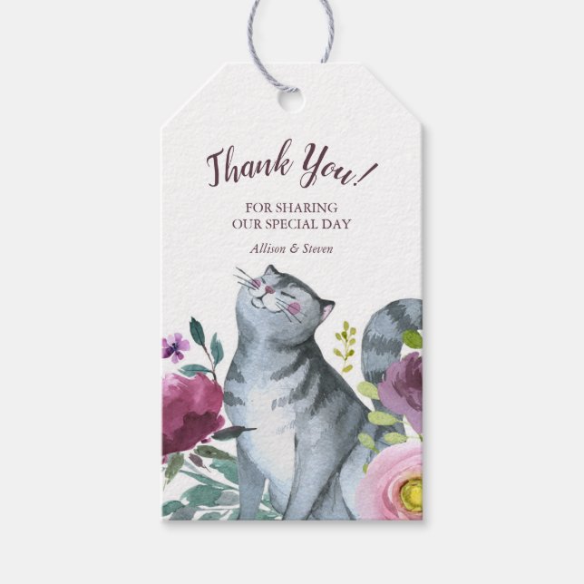 Aquarellkatze Vielen Dank für Ihr Geschenk und Ihr Geschenkanhänger (Vorderseite)