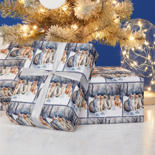 Aquarellkatzen in Schneeflocken Geschenkpapier