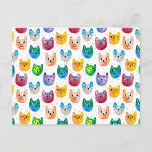 Aquarellkatzen und Freunde Ankündigungspostkarte