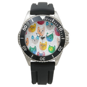 Aquarellkatzen und Freunde Armbanduhr