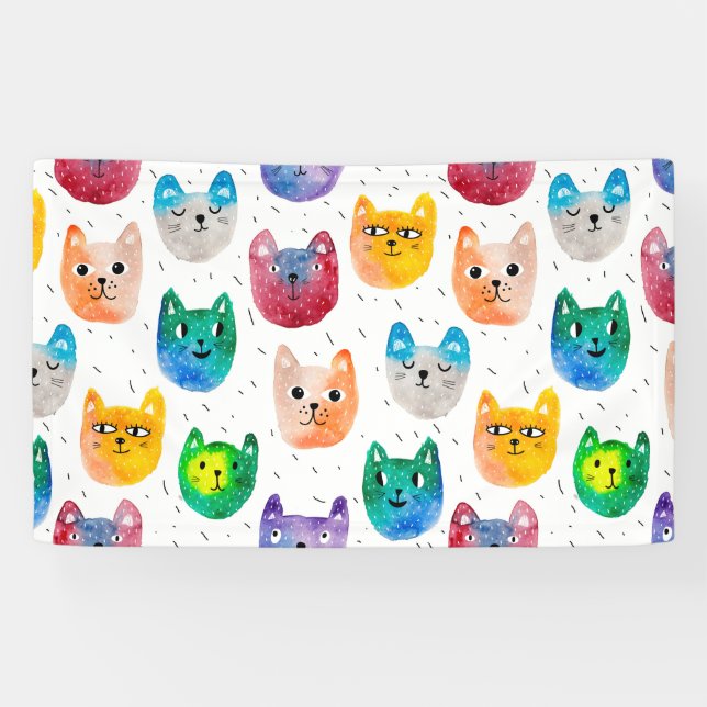 Aquarellkatzen und Freunde Banner (Horizontal)