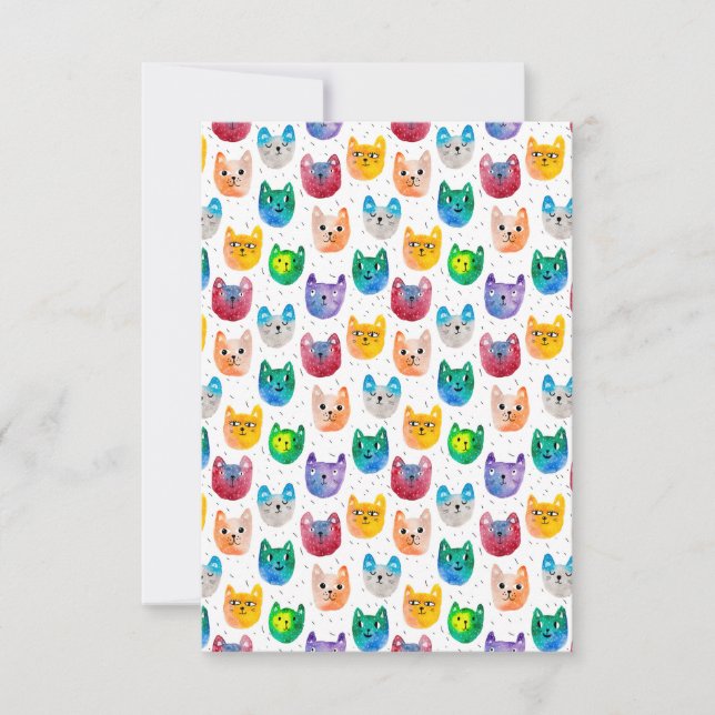 Aquarellkatzen und Freunde Dankeskarte (Vorderseite)