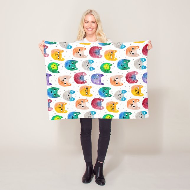 Aquarellkatzen und Freunde Fleecedecke (Beispiel)