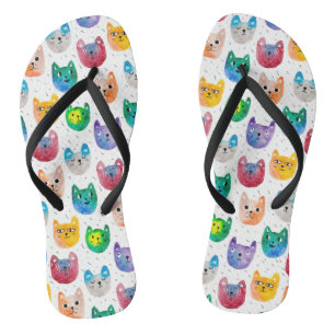 Aquarellkatzen und Freunde Flip Flops