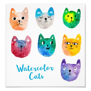 Aquarellkatzen und Freunde Fotodruck