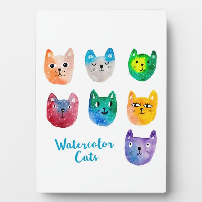 Aquarellkatzen und Freunde Fotoplatte (Vorderseite)