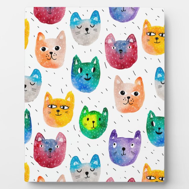 Aquarellkatzen und -freunde fotoplatte (Vorderseite)