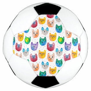 Aquarellkatzen und Freunde Fußball