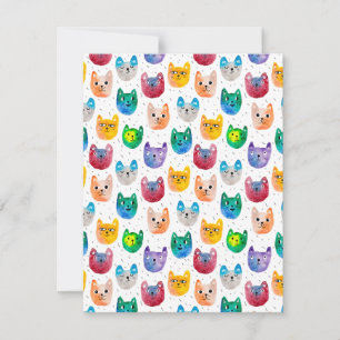Aquarellkatzen und Freunde Mitteilungskarte