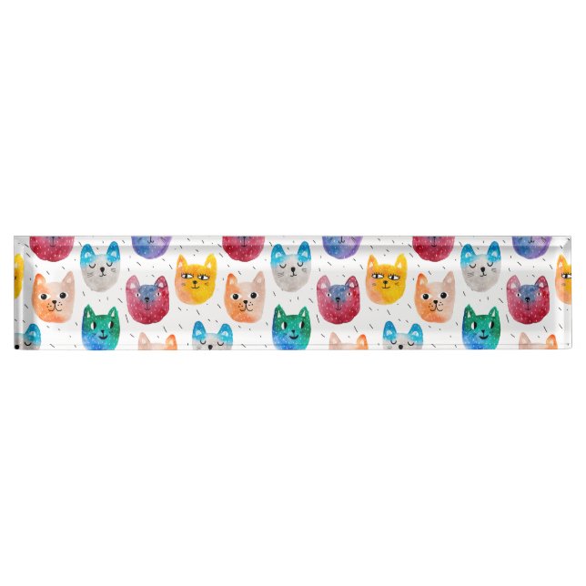 Aquarellkatzen und Freunde Namensplakette (Vorderseite)